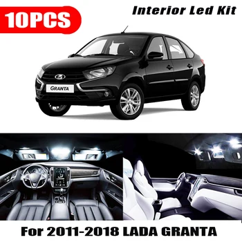 

10pcs White Canbus LED Lamp Interior Dome Map Lights Bulb Kit For 2011-2018 LADA GRANTA License Plate Light