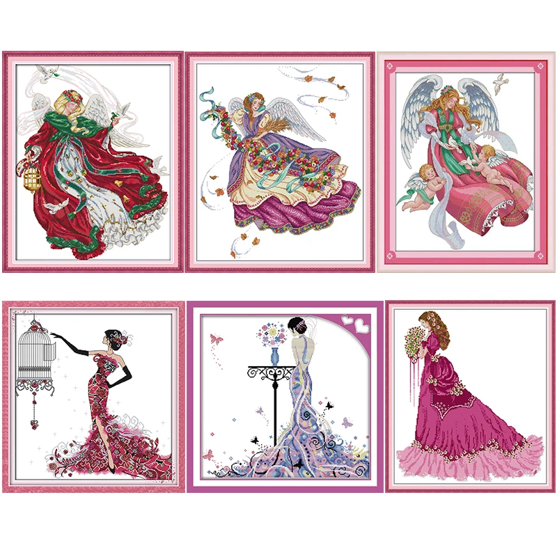 

Joy Sunday Stamped Cross Stitch Kits The Flying Pigeon Angel Patterns 14CT 11CT Print Counted Handmade Embroidery Needlework Set