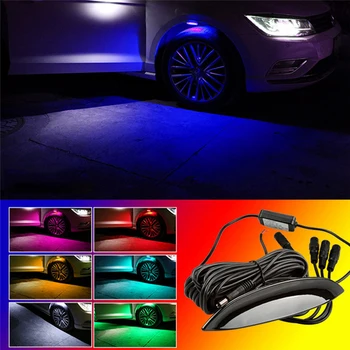 

4pcs Universal Automobile Fender Wheel Eyebrow LED Light Colorful Decor APP Control Flashing Lamp Ambient Light Car Accessories