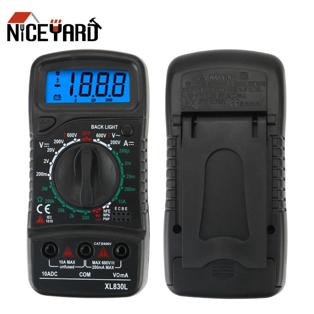 NICEYARD Handheld Digital Multimeter Ohmmeter Volt Tester AC/DC Ammeter Voltmeter Ohm Voltage Meter LCD XL830L | Инструменты