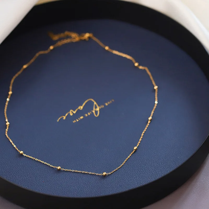 Cuban Necklaces Fashion Necklace Stainless Steel Necklace Metal Necklace Choker Necklace 316L Stainless Steel Gold Color Ball Necklaces