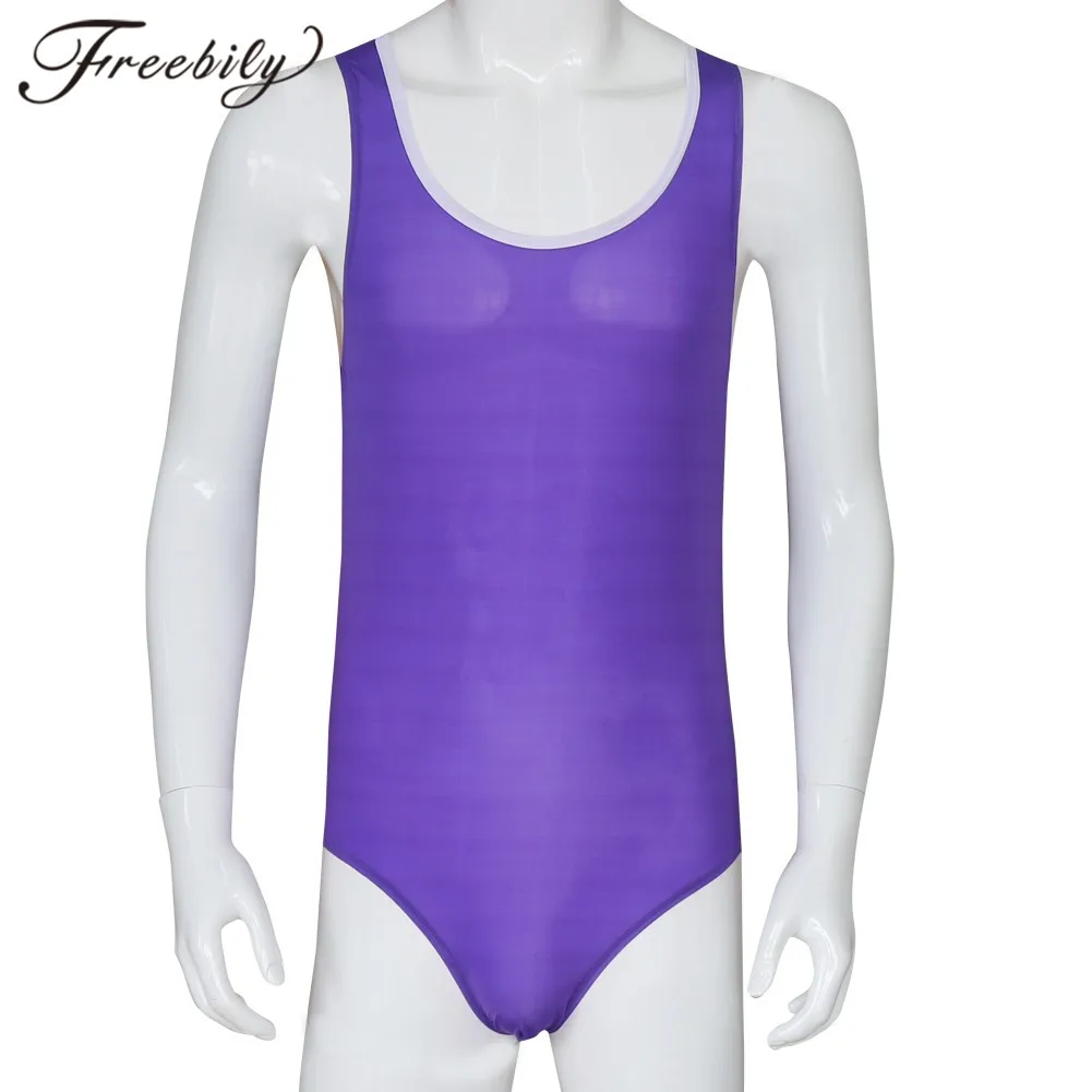 Swimwear Mens Wrestling Singlet Swimsuit High Cut Swim Bodysuit Gymnastics Leotard Bodysuit Bathing Suit Catsuit Swimming Suit