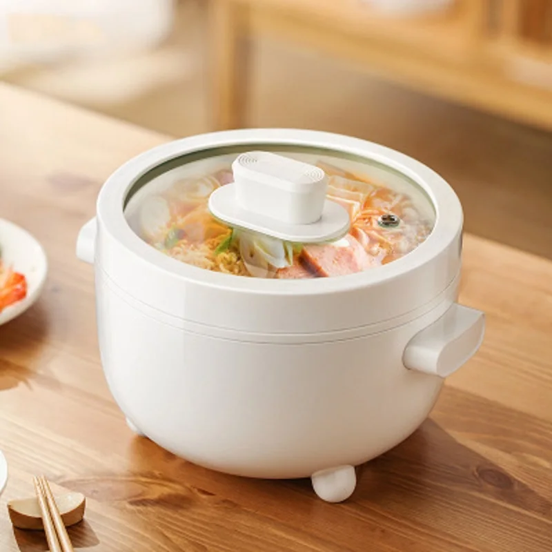 2L Electric Multi Cooker 350W Non-Stick Ceramic Glaze Inner Liner Cooking Hot Pot Rice Instant Noodles for Home