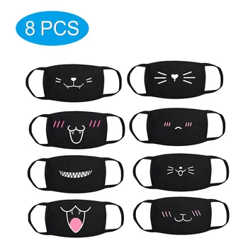 

Cute Print Black Cotton Thick Breathable Coldproof Set 8pcs Sport Headband Military Game Face Protect Health Care Dropshipping