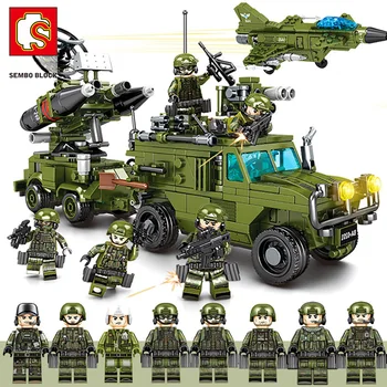 

2020 City Police Station 8 In One Building Blocks Tank Military Bricks SWAT Team Jagged Reload Diy War Toy Children Gift