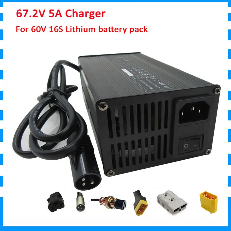 60V литиевая фара для электровелосипеда в Зарядное устройство Выход 67 2 V 5A