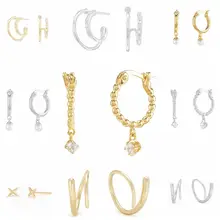 925 твердого стерлингового серебра Для женщин серьги рисунок «сердечко»; с изображением крестообразной звезды очарование серьги-гвоздики в виде кольца дружбы Подарочные Кольца для девочек-подростков, A30