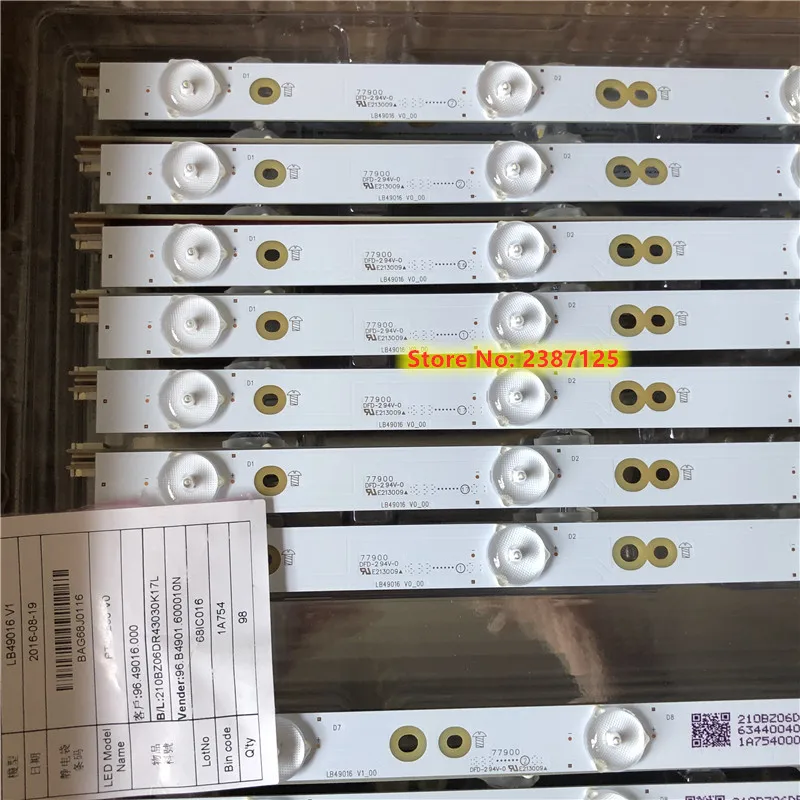 14 шт. светодиодный подсветка полосы для LB49016 V1_00 GJ-2K16-490-D712-P5-R/L 01N21 01N22 TPT490U2 49PUS6401 49PUH6101 49PUS6762 49PUS6272