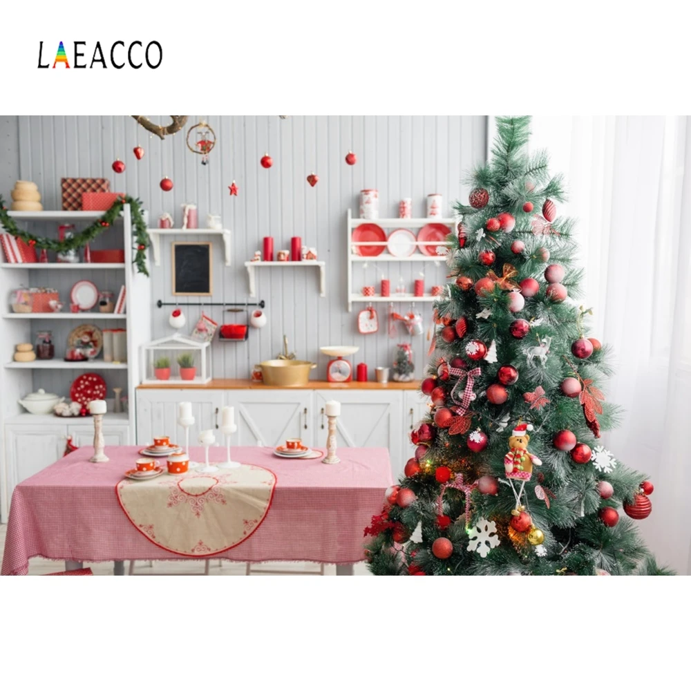 Laeacco интерьерный Фотофон светильник серый кухня красный Рождественский Декор сцена детский фотографический фон для фотостудии
