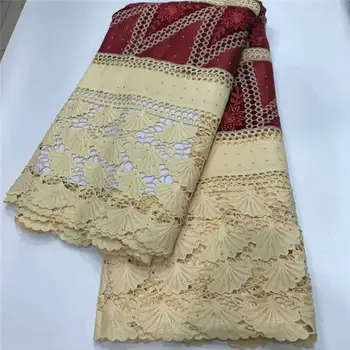 

Latest Nigerian Water Soluble Lace Fabric 5 Yards African Guipure Cord Lace Fabric Cord Laces For Party XY3109B-6