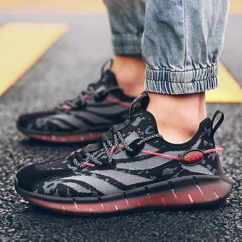 

New Man Running Lightweight Shoes Athletics Night Training Running Shoes Mens Sport Walking Jogging Sneakers Reflective Cushion