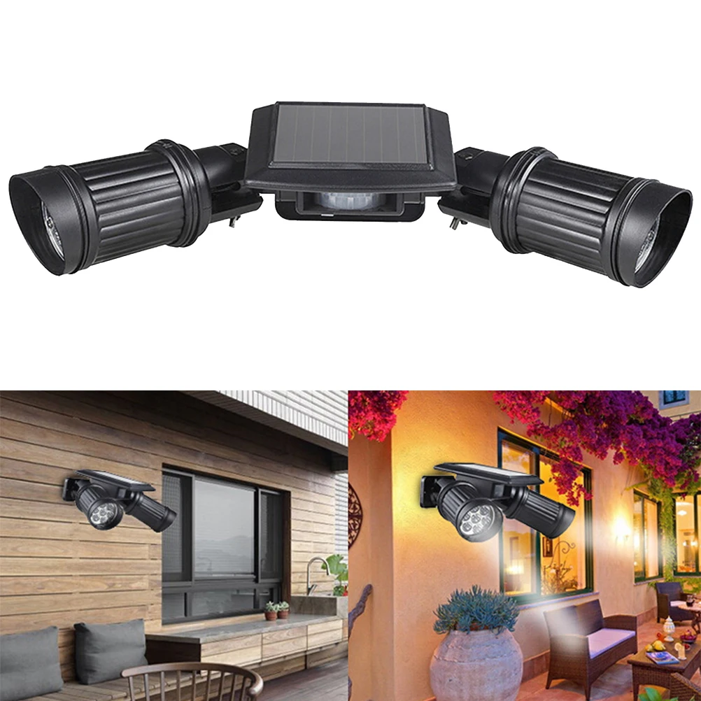 14 LED Spotlights Lamp Solar LED Spotlights Double Head Human Body Induction Sensor Light Wall Garage Garden Shops