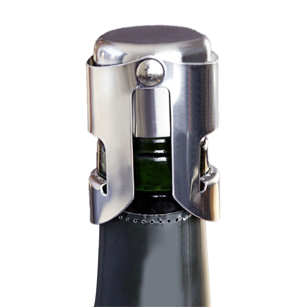New 1pc Bar Inflatable Sparkling Stainless Steel Champagne Stopper Bottle Stopper Button Anti-Skid Leak Red Wine Wine Stopper