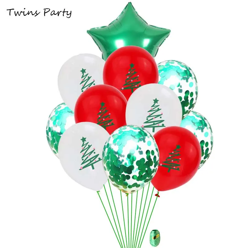 

Twins Merry Christmas Latex Balloons Christmas Tree Printed Colorful Balloons For New Year Party Decoration 2020 Xmas Supply