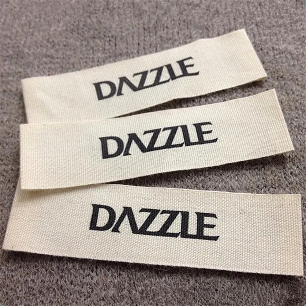 

1000pcs Custom Separate Cut End Fold Beige Cotton Garment Labels Customize Fabric Brand Name Printed Cotton Labels