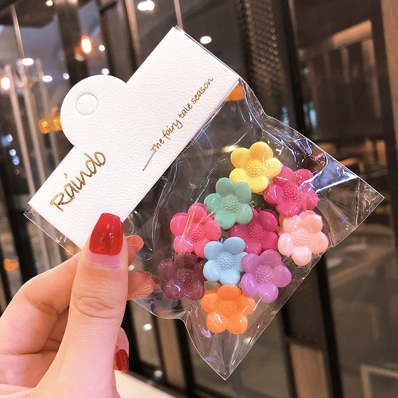 No8 10pcs 2cm Каваи цветок принцесса маленький захват волосы когти-шпильки дети девочки Детские заколки для волос заколки аксессуары заколка для волос головной убор - Цвет: No8 10pcs 2cm