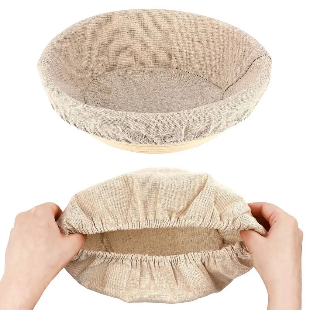 Bread Fermentation Basket Cover Home Bakery Dough Proofing Rated Braided Basket Flax Linen Cotton Cloth