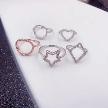 

925 Sterling Silver Simplicity Five-pointed Star Rhombus Hollow-out Finger Rings for Women Ring Jewelry Wedding Gifts Free Ship
