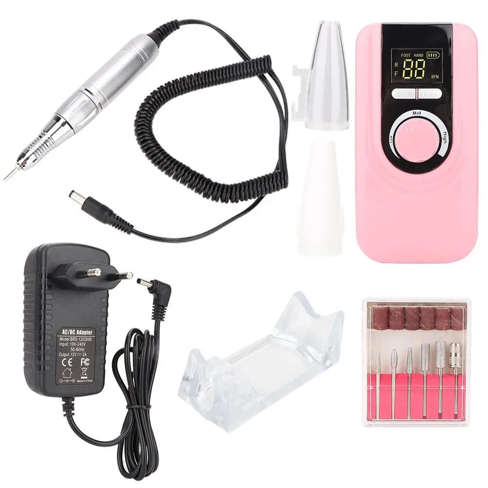 25W Electric Nail File Drill Pen Machine Chargeable Pedicure Manicure Polish Device Sanding Drill Bit Portable Nail Drill Tool