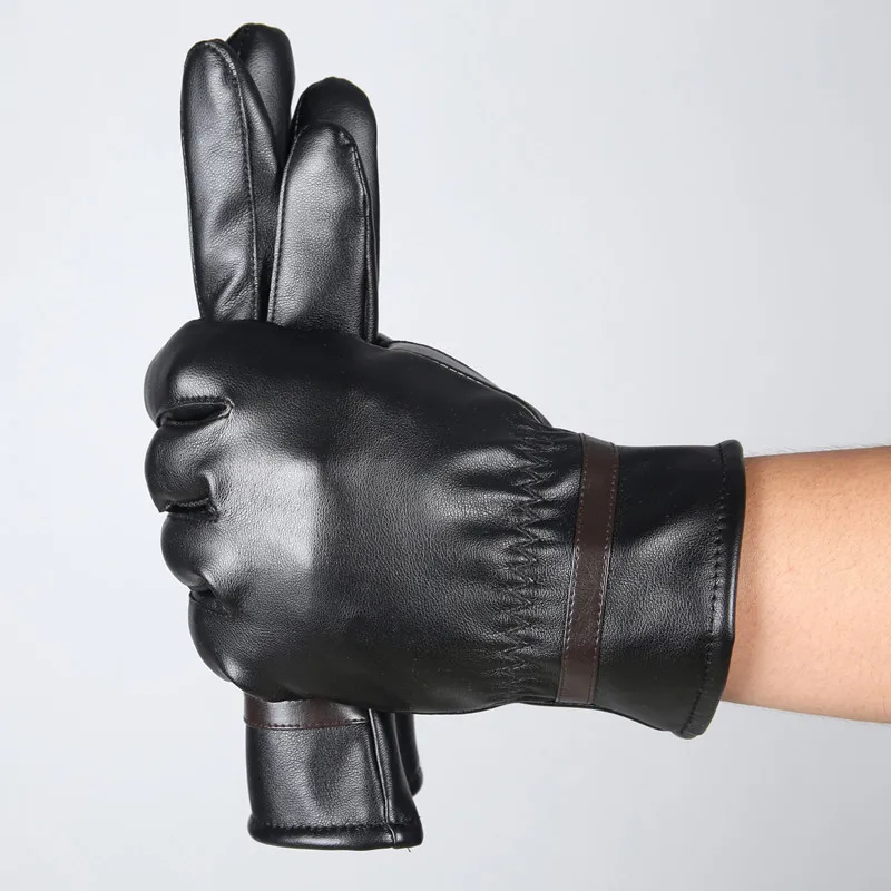 Кожаные перчатки унисекс Зимние тренировочные теплые ветрозащитные мягкие плюс бархатные перчатки полный палец взрослые повседневные