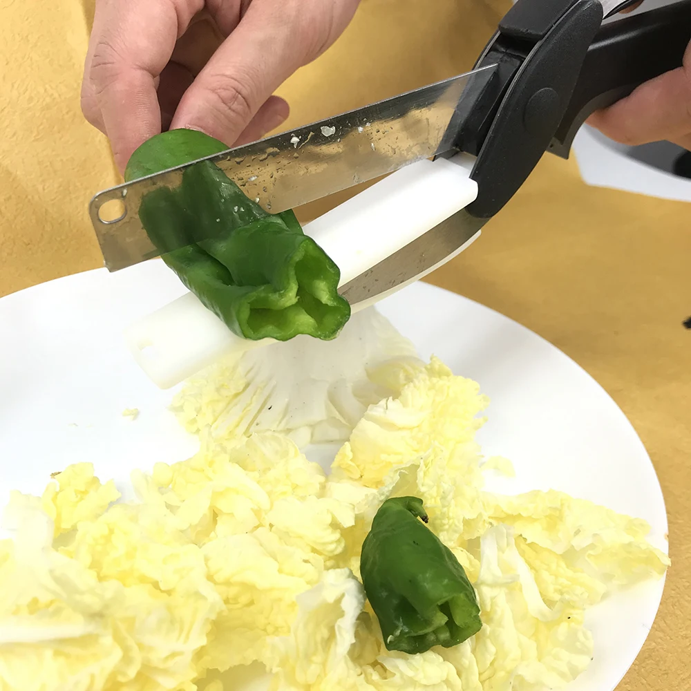 Дропшиппинг Новые многофункциональные Умные Ножницы Резак 2 в 1 разделочная доска универсальный резак нож для овощей из нержавеющей стали