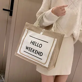 

Summer 2020 new women's bag linen women's handbag leisure travel beach bag large capacity versatile Fashion Shoulder Bag