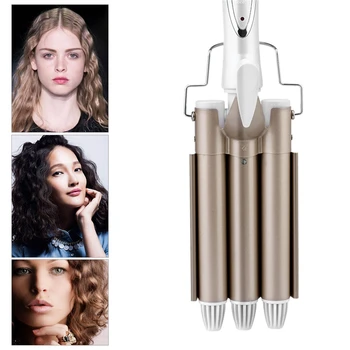 

3 Barrels Crimping Hair Curler Flat Iron Hair Waver Crimper Electric Hair Curling Wand Curling Rollers Curler Salon Styler Tools
