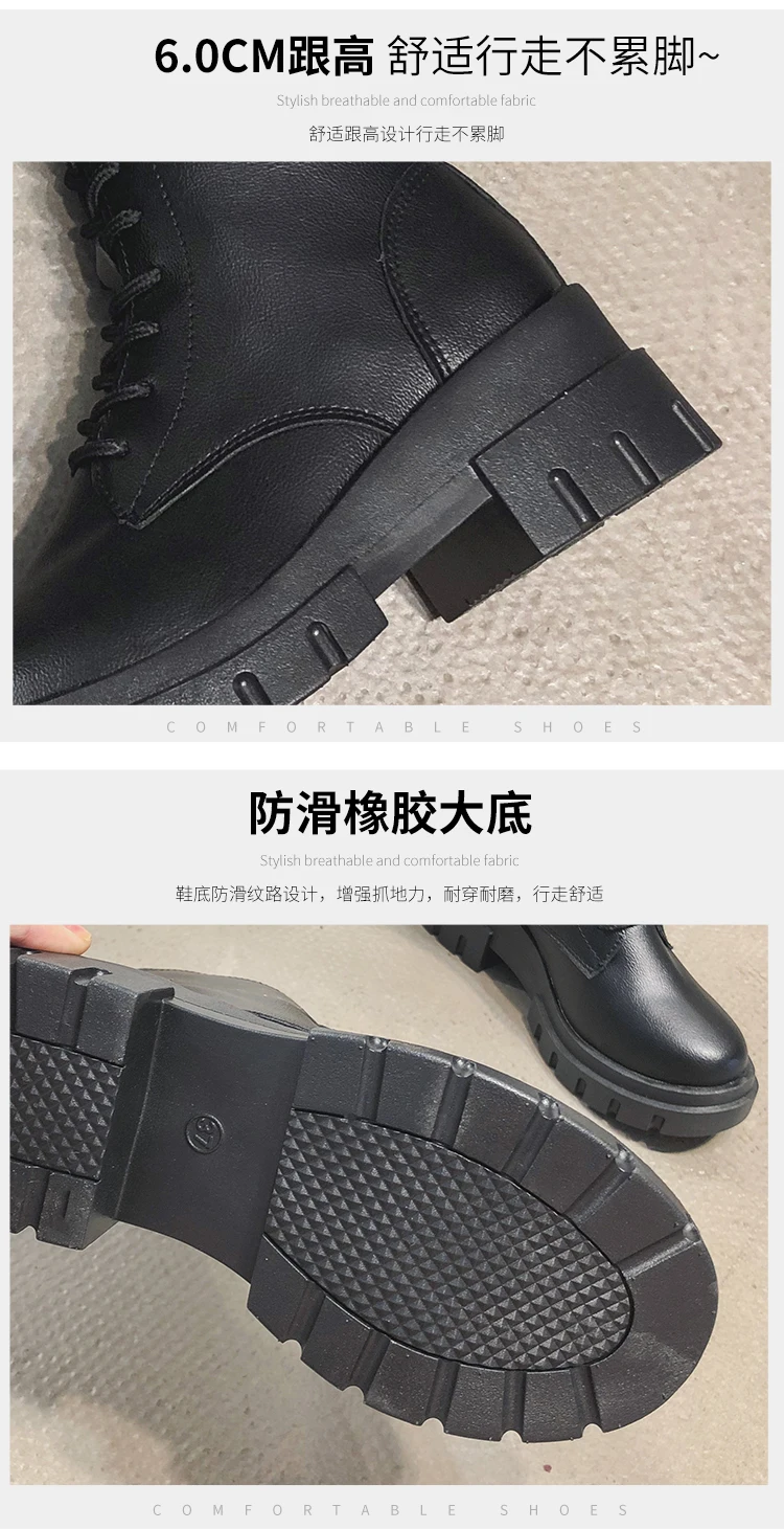 Ботинки Martens на платформе; женская обувь; Новинка года; черные кожаные ботильоны; Женская обувь в стиле панк; мотоботы на толстой подошве; Dr Mujer