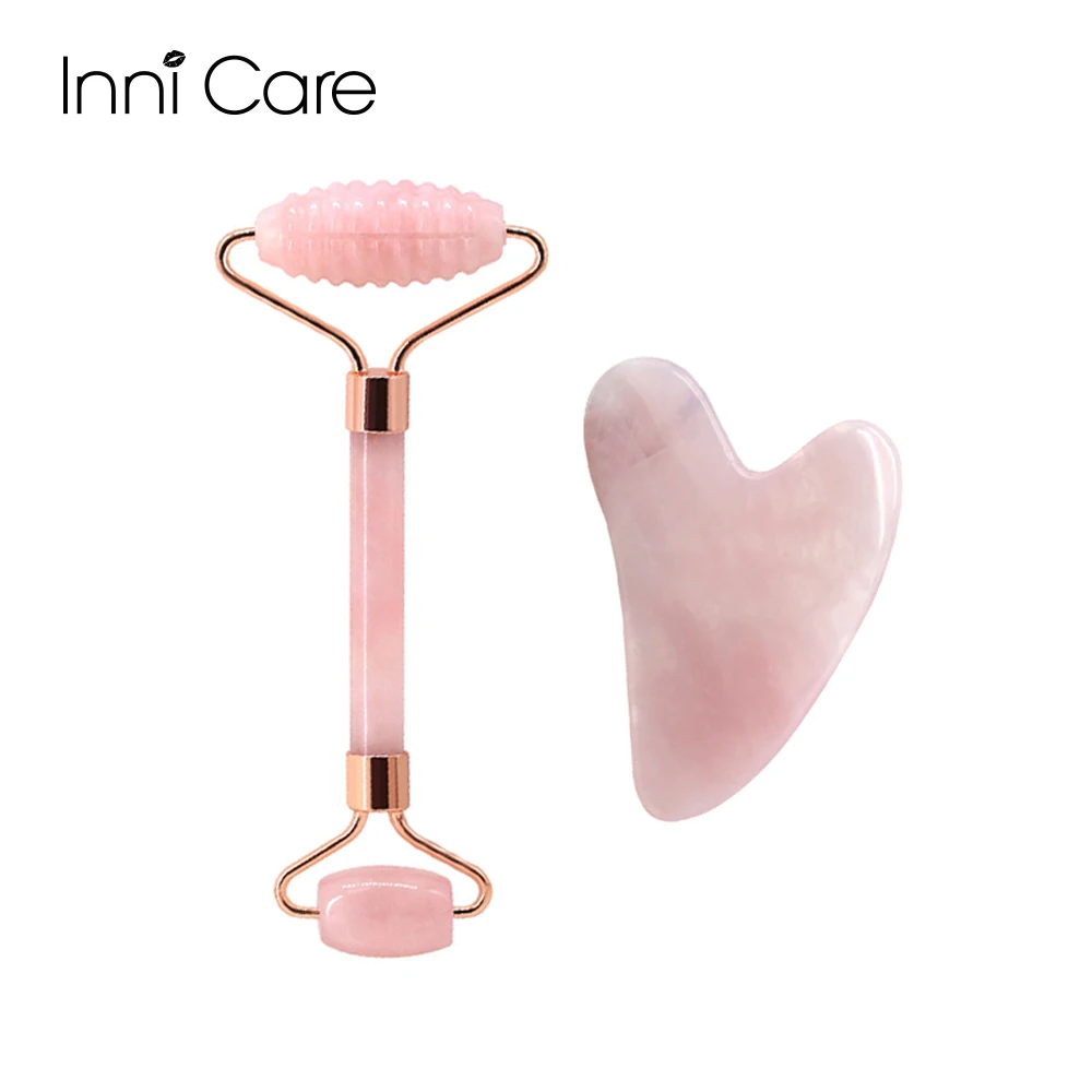 

Pink Jade Roller For Face Massage Cream Serum Absorb Double Headed Natural Stone Crystal Beauty Face Lift Skin Care Tool