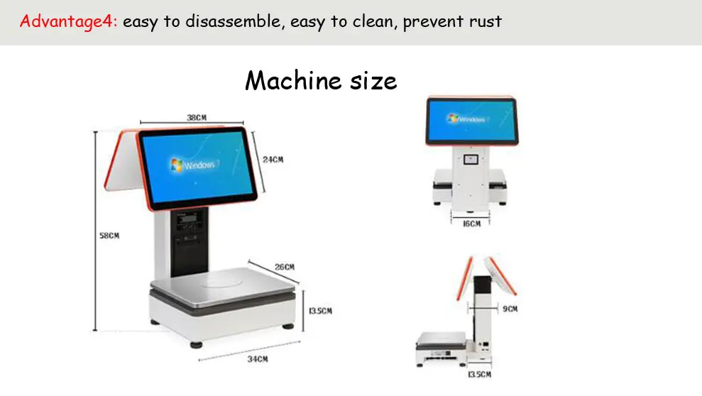 New Digital Weight Scales All in One Cash Register Touch Screen POS with Built-in 58mm Thermal Printer for Fruit Shops