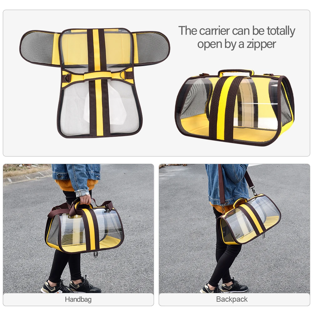 

Hot Pet Backpack Carrier Visible Transparent Foldable Pet Handbag Carrier Cats Small Dogs Breathable Shoulder Pet Travel Carrier