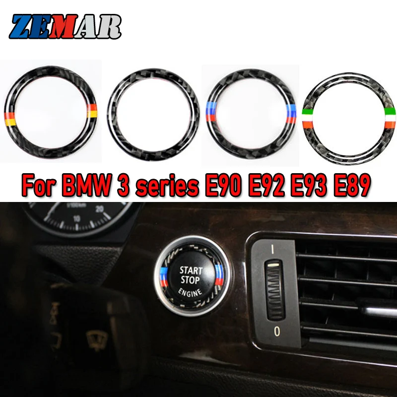 Карбоновое волокно для Bmw E90 E93 E92 Z4 E89 кольцо-наклейка запуска и остановки