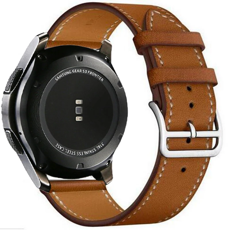 Коричневый Кожаный ремешок для samsung gear Sport S2 S3 Classic Frontier для Galaxy Watch 42 мм 46 мм ремешок 22 мм быстрая замена ремешков - Цвет ремешка: Коричневый