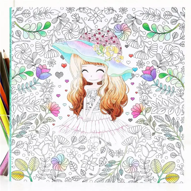 Children Kids Coloring Book Girls Ancient Style Drawing Graffiti Painting Books Holiday Gift Decompression Tool AXYF