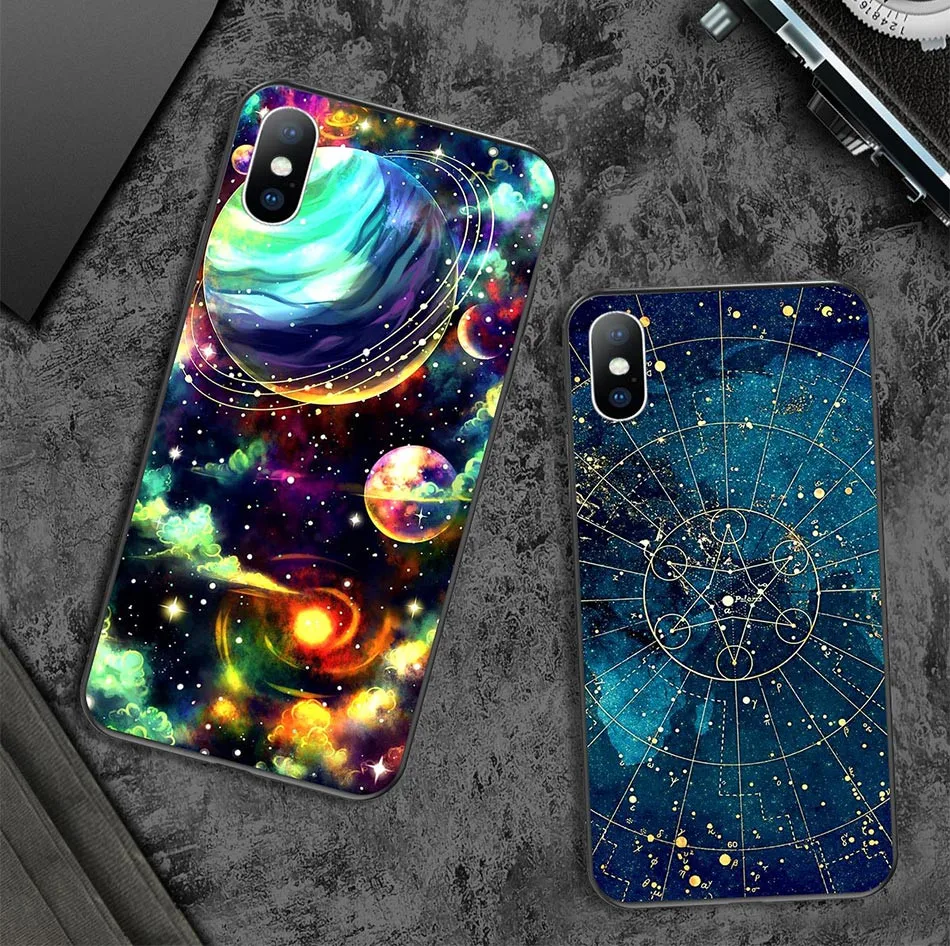 Чехол для телефона USLION Space Moon Star для iPhone 11 X XR Xs Max 11 Pro, мягкий чехол из ТПУ с изображением звезды для iPhone 6 6s 7 8 Plus SE