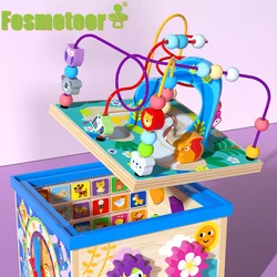 Fosmeteor – jouet éducatif Montessori pour l'apprentissage de la petite enfance, multifonction, grande perle ronde, boîte au trésor, Puzzle, jouet perlé 