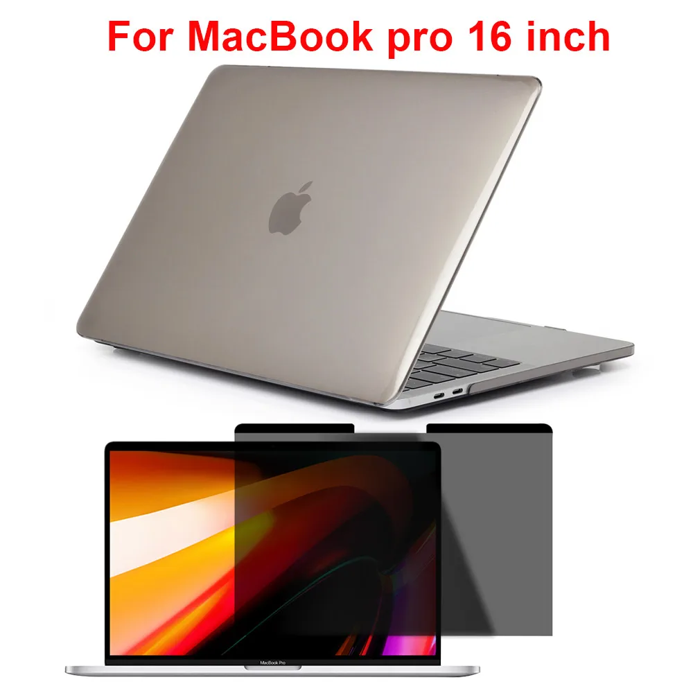 Серый Для MacBook Pro 16 дюймов чехол для ноутбука устойчивый к царапинам чехол прозрачный защитный жесткий чехол плюс 1 штука 16 дюймов защита экрана - Цвет: Серый