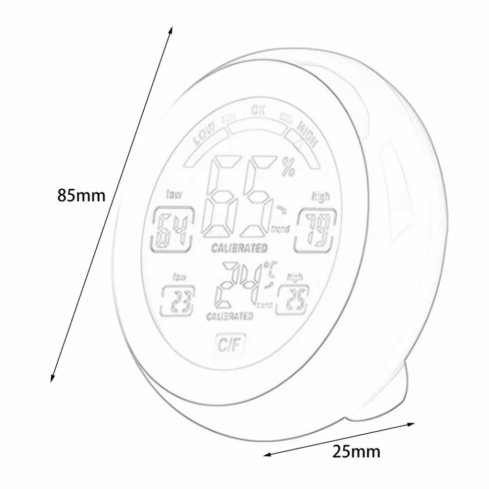 TS-S93 с сенсорным ЖК-экраном бытовые Термометры круглой формы с монитором температуры и влажности гигрометр для домашнего использования Точная запись