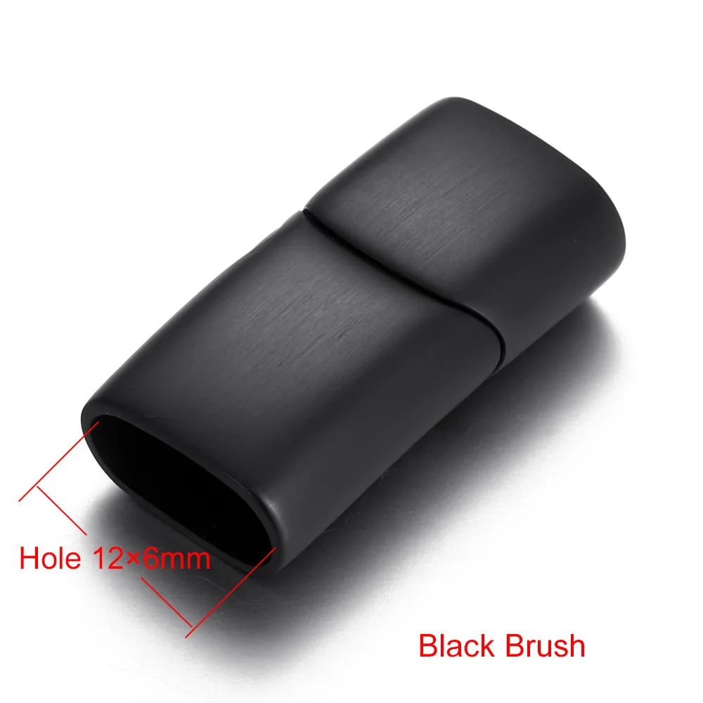 Black Brush 12x6mm 2 комплекта Магнитная застежка из нержавеющей стали 8*4 мм 10*5 мм 12*6 мм кожаный шнур магнитная пряжка DIY Ювелирные изделия принадлежности для браслетов - Цвет: Black Brush 12x6mm