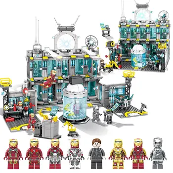 

In Store 2in1 Iron Man Base Set Lepinblock Marvelll Ironman AAAvengers Super Heroes Blocks Boys Gifts Kids Toys For Children