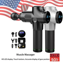 Silencioso vibração massagem arma recarregável tela sensível ao toque massageador velocidade mudança engrenagem profunda muscular relaxamento equipamentos de fitness