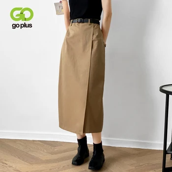 

GOPLUS Women's Skirts Korean Style A-line Ankle-Length High Waist Black Skirts Womans Mujer Faldas Mujer Moda 2020