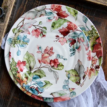 

Creative American Country Ceramic Tableware Western Steak Plate Fruit Salad Decoration Plate Photography Placing Plate LB82215