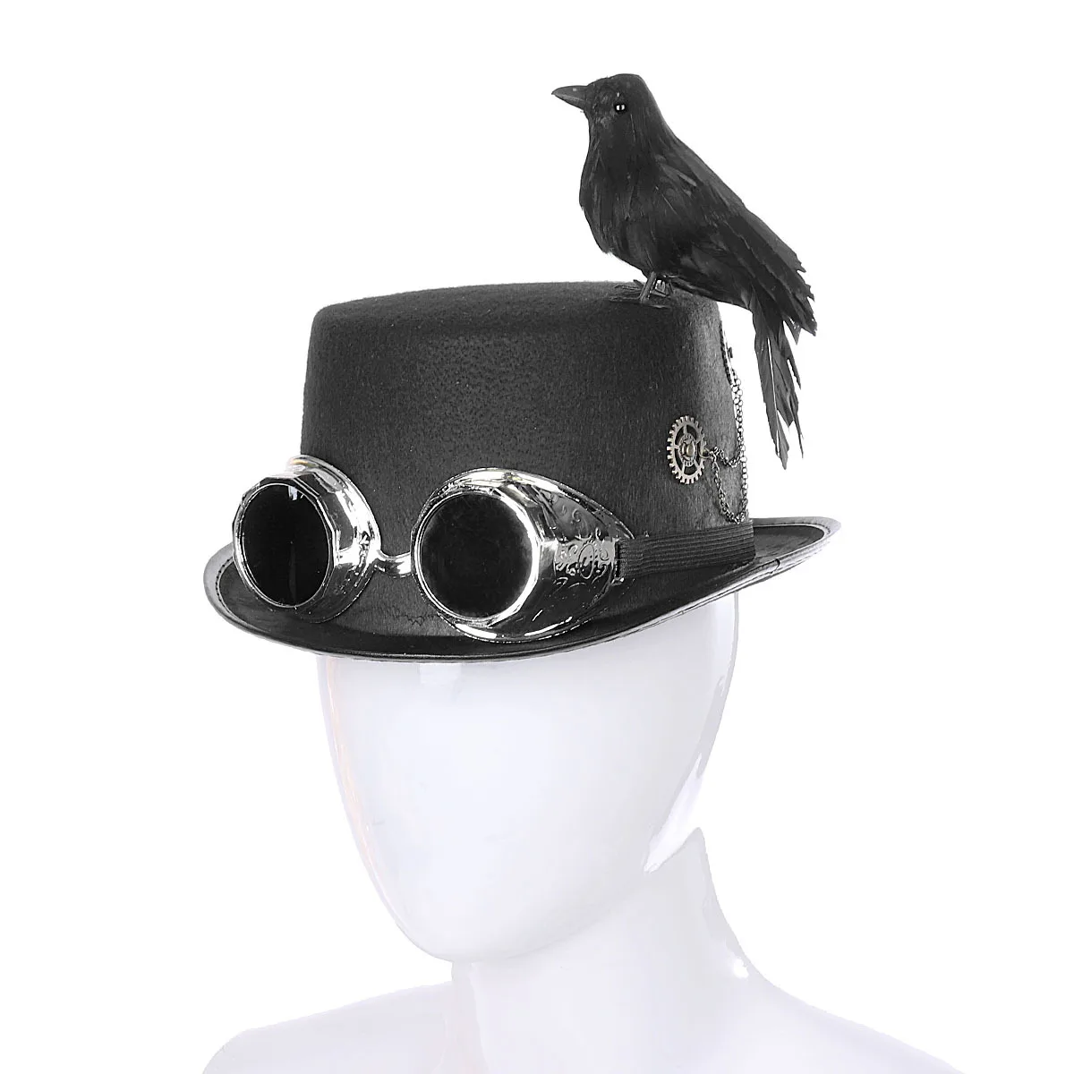 

Halloween Decoration Metal Music Festival Carnival Vintage Gothic Steampunk Crow Hat