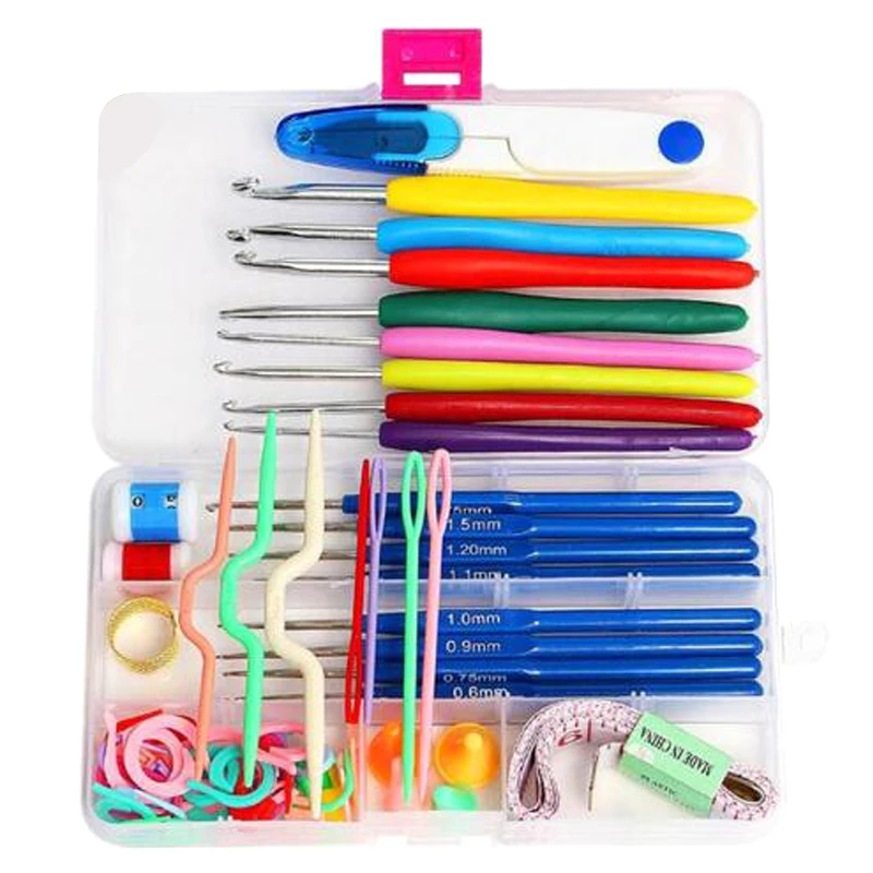 KRABALL Crochet Kit for Beginners Crochet Hook Set Ergonomic Knitting  Needles Blunt Needles Stitch Marker DIY with Storage Case - AliExpress