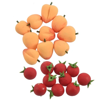 

20Pcs 1/12 Dollhouse Miniature Model Simulation Fake Fruit Kitchen Decor Gift, 10Pcs Peach & 10Pcs Tomato