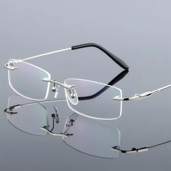 Anty niebieskie światło Stop tytanu bezramowe kwadratowe okulary dla krótkowzroczności kobiety mężczyźni okulary korekcyjne bez oprawek 0 -0,5 -0,75 do -6,0