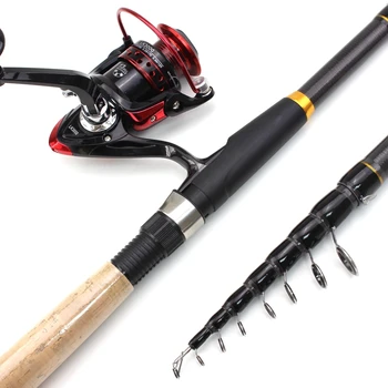 

1.8m-3.6m Carbon Fiber Telescopic Fishing Rod Portable Spinning Rod and Spinning Reels Multifunction set Travel fishing fish