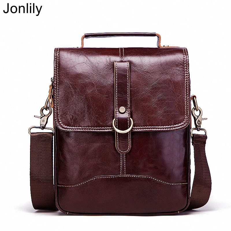 

Jonlily Men's Genuine Leather Shoulder Bag Fashion Male Messenger Crossbody Bag Casual Commuter Bag Teens Daybag Purse -KG524