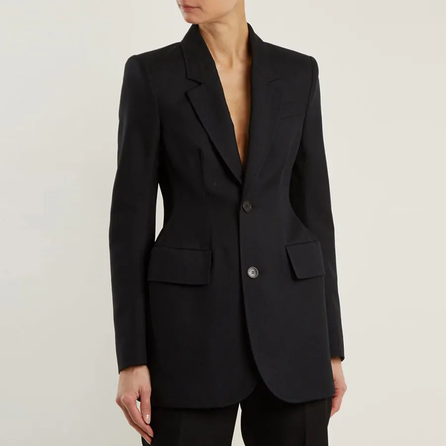Зимняя женская модная винтажная куртка пальто с длинным рукавом Тонкий Стиль черная куртка наряды высокое качество v-образным вырезом женский пиджак пальто